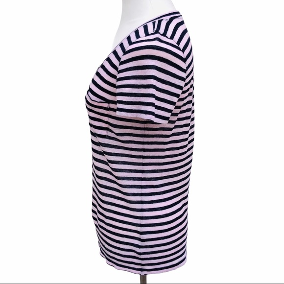 J. Crew Linen V-neck pocket T-shirt in stripe - Picture 4 of 9
